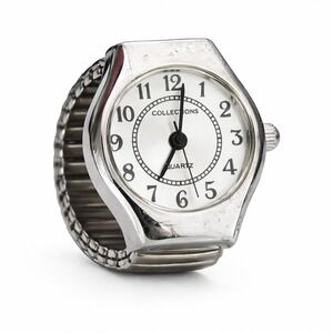 Collections Quartz Ring Watch Silver Tone Expansion Band Concept In Time NY Y2K